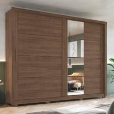 Imagem de Guarda-roupas Casal 2 Portas Deslizantes 4 Gavetas com Espelho Palace Castanho Hp
