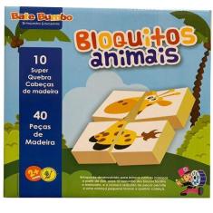 Imagem de Quebra-Cabeça Bloquitos Animais Brinquedo Educativo - Bate Bumbo