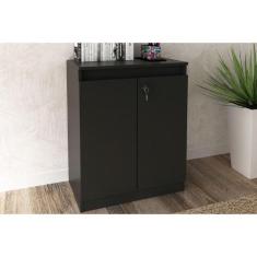 Imagem de Balcão De Escritório Me4149 C/ 2 Portas C/ Chave Preto - Tecno Mobili