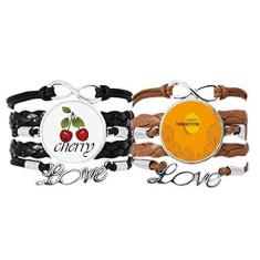 Imagem de DIYthinker Pulseira de mão com estampa de peru de aquarela para dia de Ação de Graças, pulseira de couro cereja, conjunto duplo