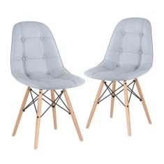 Imagem de KIT - 2 x cadeiras estofadas Eames Eiffel Botonê - Madeira clara