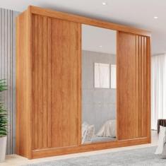 Imagem de Guarda-roupa Casal com Espelho 3 Portas 4 Gavetas Atenas Cinamomo