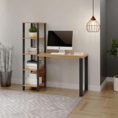 Imagem de Mesa Para Escritório Com Torre 1,225M Estilo Industrial 5 Prateleiras