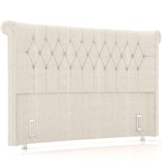 Imagem de Cabeceira Cama Box King 195cm Estofada Meora P05 Linho Creme - Lyam Decor