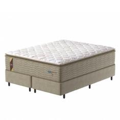 Imagem de Cama Box Colchão Casal Queen Molas Guarda Costas Max Pillow Top 158X198x78cm Bege / Branco Probel - Suporta Até 180Kg Por Pessoa