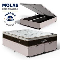 Imagem de Cama Box Baú com Colchão de Molas Ensacadas Ortobom Sleep King Queen 158cm