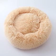 Imagem de Camas calmantes para cães pequenos, médios e grandes - cama de cachorro lavável rosquinha redonda, antiderrapante, pelúcia sintética fofa donut aconchego e ansiedade, diâmetro 35 cm