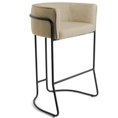 Imagem de Banqueta Decorativa Fixa Base De A o Preto Betina D02 Linho B