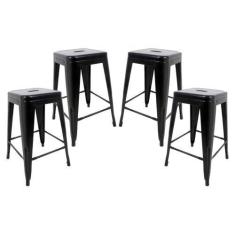 Imagem de Kit 4 Banquetas Tolix Médias sem Encosto Pretas - Cadeiras INC