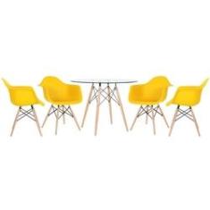 Imagem de KIT - Mesa de vidro Eames 100 cm + 4 cadeiras Eiffel DAW 