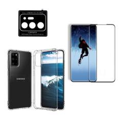 Imagem de Kit Capinha Antichoque Resistente Compatível Samsung Galaxy S20 Ultra + Película Vidro + Película Câmera Nano Gel
