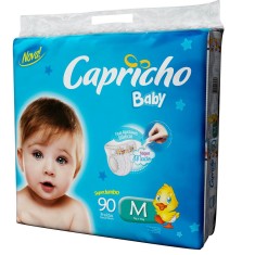 Imagem de Fralda Capricho Baby Tamanho M Super Jumbo 90 Unidades Peso Indicado 5 - 10kg