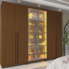 Imagem de Guarda-roupa Casal 6 Portas com Pés com Led Imperatriz Reflecta