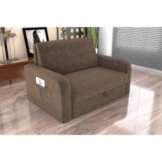Imagem de Sofa Cama Daiane Com Bau Veludo Light Marrom Escuro Matrix