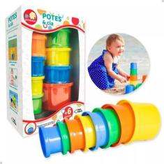 Imagem de Brinquedo Educativo Bebê Pedagógico Empilhar Potes - Pais E Filhos
