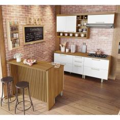 Imagem de Cozinha 6 Peças Burguesa Gourmet 100% MDF Freijó/Branco