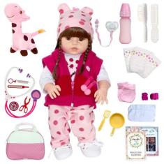 Imagem de Boneca Bebê Reborn Girafa Linda 25 Itens Bolsa Maternidade - Cegonha R