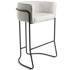 Imagem de Banqueta Fixa Base De Aço Preto Betina D02 Linho Creme A-48