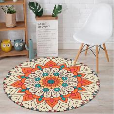 Imagem de Tapete Redondo Wevans Mandala Laranja 94Cm
