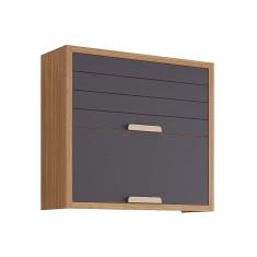 Imagem de Armário de Cozinha Modulado Eloise c/2 Portas Basculante Riscadas 80 cm Freijo/Titanium - mgm