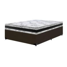 Imagem de Cama Base Box Casal Super Confort Suede Marrom + Colchão Casal Super Confort D33 24x138x188