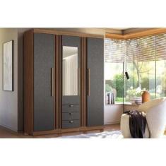 Imagem de Guarda Roupa Solteiro 3 Portas 3 Gavetas C/ Espelho E Pés 3.3 Aurora J