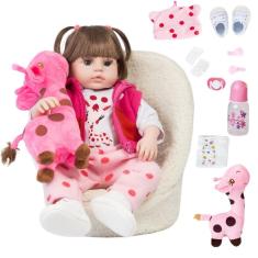 Imagem de Bebê Reborn Girafinha Realista Silicone Menina Boneca Pode dar Banho