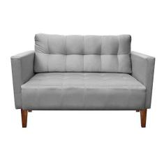 Imagem de Sofá Retrô Namoradeira 2 Lugares Livia Suede Cinza - D'Rossi