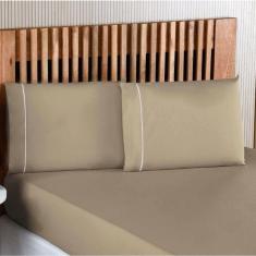 Imagem de Jogo De Lençol Casal Padrão Percal 200 Fios 3 Peças - Caqui