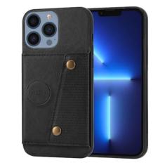 Imagem de Capa de telefone flip com bolso para cartão para iPhone 14 13 12 11 15 Pro Max XR XS 8 7 Plus Slot Holder Kickstand Capa à prova de choque, preta, para iPhone X ou XS