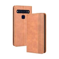 Imagem de Capa para TCL 10L, capa flip carteira de couro para TCL 10L, capa magnética retrô para telefone, capa carteira de telefone com compartimentos para cartões