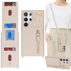 Imagem de DEYHU Capa para Samsung Galaxy S24 Ultra com suporte para cartão para mulheres, Galaxy S24 Ultra capa carteira com alça slots para cartão de crédito transversal com zíper à prova de choque para