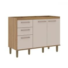 Imagem de Balcão de Cozinha para Pia 120 Cm 2 Portas 3 Gavetas Ipê/Cristalo - Decibal