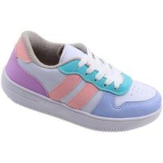 Imagem de Tênis Casual Juvenil Emilia Colors Recortes e Perfuros Feminino-Feminino