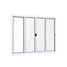 Imagem de Janela de Aluminío de Correr 100x150cm 4 Folhas com Vidro Lucasa Ideale Branco