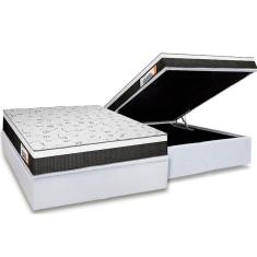 Imagem de Cama Box Baú Queen: Colchão Ortopédico Plumatex Falcon Ultra Firme + Base crc Courano White(158x198)