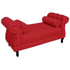 Imagem de Recamier Namoradeira Istambul Para Quarto Closet 195 cm Suede Vermelho - DL Decor