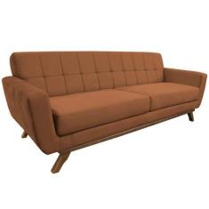 Imagem de Sofá 03 Lugares 180cm Sala De Estar Miami Veludo Camel - Nexta Casa