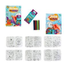 Imagem de Livro para Colorir Infantil com Caixa 6 Giz de Cera Atóxico - Jp Brink