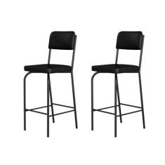 Imagem de Kit 2 Banquetas Altas para Cozinha Vintage Preto