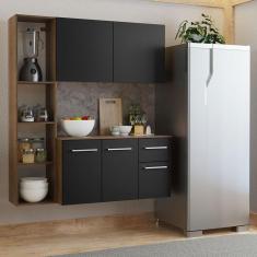 Imagem de Armário De Cozinha Compacta 120cm Rustic/preto Easy Madesa Rustic/preto
