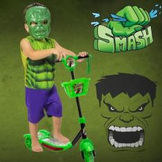 Imagem de Patinete Cestinha Verde E Fantasia Hulk - Dm Toys