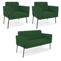 Imagem de Sof  Namoradeira E 2 Poltronas P  De Ferro Preto Elisa Veludo