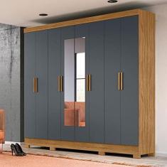 Imagem de Guarda Roupa 8 Portas Com Espelho Superagui Freijó Cinza