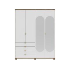 Imagem de Guarda-Roupa Casal Com Espelho 4 Portas 4 Gavetas 100% Mdf Look 181 Cm