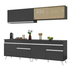 Imagem de Armário de Cozinha Compacta 240cm Veneza Multimóveis V3696 Preto/branco