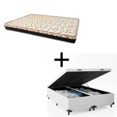 Imagem de Cama Box Baú King 193 Tecido Sintético Branco Com Colchão Praia Bello Box - D28 Amarelo 58x193x203