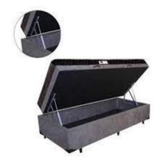 Imagem de Cama Box Baú Solteiro Conforto Suede Cinza + Colchão Solteiro Conforto Espuma D33 Com eps 26x88x188