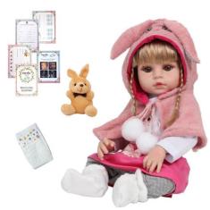 Imagem de Boneca Reborn Presente Acessórios Coelinha Vinil Pelúcia - Cegonha Reb