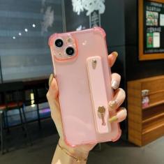 Imagem de Capa transparente de fluorescência brilhante para iPhone 15 14 13 12 11 Pro XS Max Mini XR X XS 8 7 Plus SE TPU alça de pulso capa de suporte, rosa, para iPhone XR